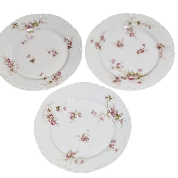3 Haviland Pale Pink Roses Bread Dessert Plates 6" Schleiger H&Co Limoges France - Picture 2 of 8
